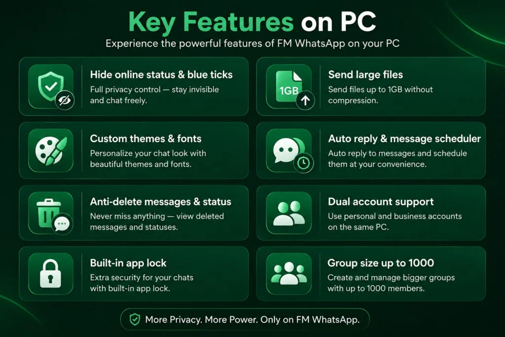 FM WhatsApp APK Key Features on PC