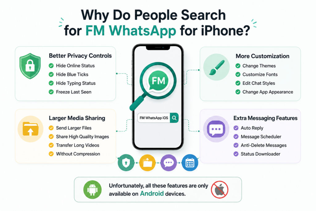 iPhone users search for FM WhatsApp iOS download